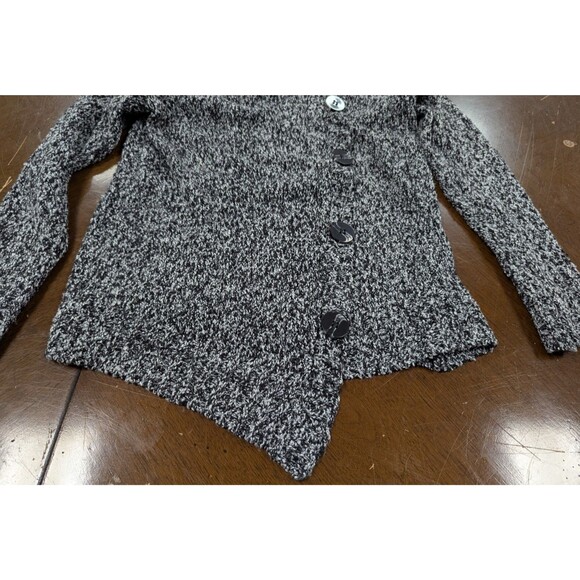 Cowl Neck Sweater  Black White Large  Big Button Fashion Boho Goth Grunge Design - Picture 3 of 4